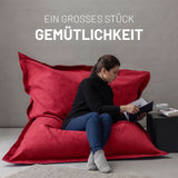 LUMALAND XXL Microvelours Sitzsack 380L in Rot, 140x180 cm, komfortabel und wasserfest für Indoor Nutzung.