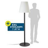 Hoberg LED-Standleuchte dimmbar 187 cm schwarz/weiß, wetterbeständig, IP44, mit 3-Stufen-Dimmfunktion für Innen und Außenbereich.