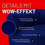 LUMALAND Sitzsack Lounge (320 L) dunkelblau mit abnehmbarem Bezug, starkem Abperleffekt, extrastarken Nähten und verdecktem Reißverschluss.