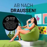 LUMALAND Sitzsack Drops (300 L) grün, wetterfest und vielseitig für drinnen und draußen, bequem und leicht zu reinigen.