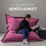 LUMALAND XXL Microvelours Sitzsack 380L 140x180 cm in Pink mit bequemer Füllung, ideal für Indoor Entspannung und gemütliches Sitzen.